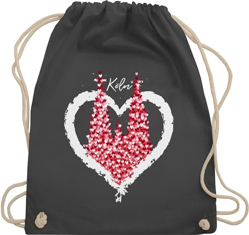 Turnbeutel Rucksack - & Fasching - Taschen - Kölner Dom Köln Rot Weiss Karneval I Kölle I Fastnacht I Fasnacht I Fasnet - Unisize - Dunkelgrau - karnevalsbeutel faschings un stoffturnbeutel