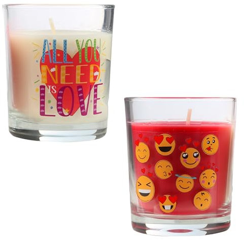 Pack Dúo de Velas Aromáticas ' Love Set ' - Cera Vegetal Perfumada en Vaso de Cristal Reciclable, 130g, 30h de Duración - Regalos Originales para Mujer, Fabricado en España - 1 set