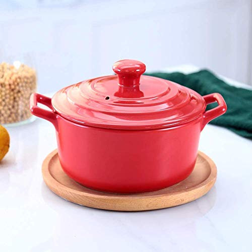 Cazuela Redonda Cazuela De Cerámica, Olla De Barro Resistente Al Calor Olla De Barro Olla De Sopa con Tapa Y Utensilios De Cocina con Mango para Cocción Lenta Olla Caliente Cazuela/B