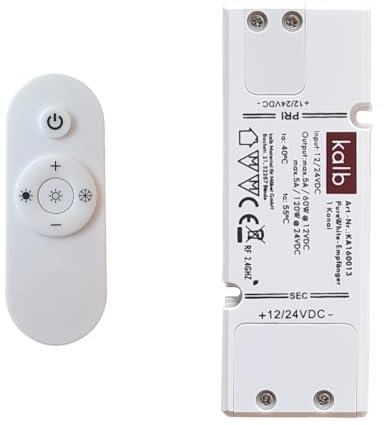 kalb | Controller für CCT LED Leuchten, Fernbedienung Farbwechsel Steuerung 12-24VDC 1-Kanal kompakt