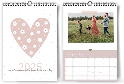 Schöner Foto-Bastelkalender 2025 zum Selbstgestalten I DIY Kreativ-Kalender DIN A4 I Wandkalender zum selber gestalten, zum Einkleben von Fotos