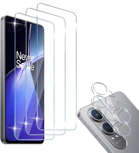 HidWee Cristal Templado Compatible con OnePlus Nord CE 4 Lite 5G, 3 Piezas Protector de Pantalla + 2 Pcs Protector de Lente Cámara, 9H Dureza Sin Burbujas Cristal Templado para OnePlus Nord CE4 Lite