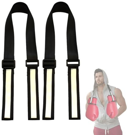 nsgglecher 2PCS Boxing Gloves Carrying Strap,26’’- 46’’ Adjustable Shoulder Strap for Carrying & Hanging Boxing Gloves,Boxing Gloves Storage Rack, Travel Carrier Gloves Holder Strap, Black, Large
