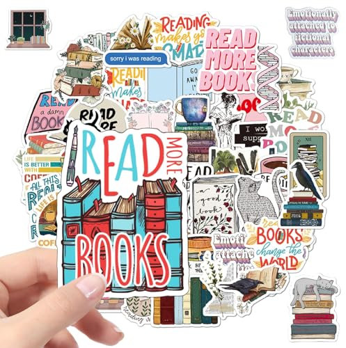 Bisienya Book Stickers 100 Sheets of Bookish Stickers Reading Stickers Multi Style Bookish Stickers Reading Suitable for Laptops Water Bottles Cars Bicycles Scrapbooks Book Lovers Gifts