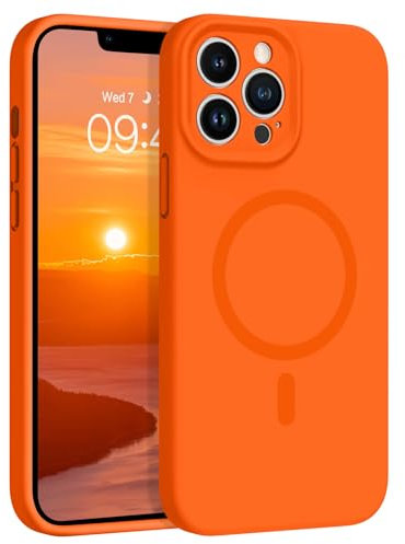 BENTOBEN for iPhone 13 Pro Case, Magnetic iPhone 13 Pro Phone Case [Compatible with Magsafe] Slim Fit Silicone Bumper Soft Lining Shockproof Drop Protective Cute Girls Women Boys Men Cover, Orange