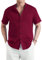 Enlision Mens Linen Shirts Short Sleeve Grandad Collar Shirt for Men Summer Beach Collarless Henley Top Button Down Cheesecloth for Wedding Holiday Red XXL