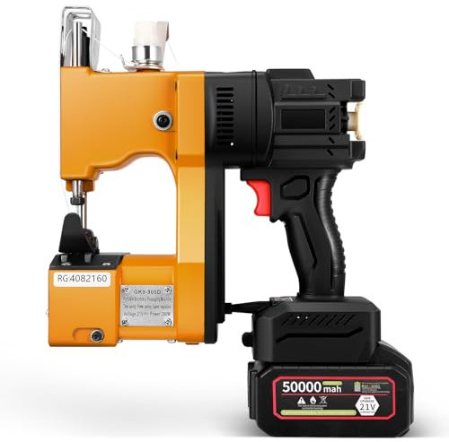 Tanniws Nähmaschine mit Akku Handnähmaschine 50000mAh 21V Elektrisch Sacknähmaschine Tragbares Beutelverschließmaschine Abdichtmaschine für Gewebesack Papiersack Sandsack Jutesack Getreidesack