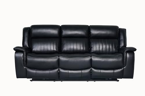 Emporium Furniture Electric Recliner Premium Leather 3 2 Seater Sofas Couches & Armchair reclining seats cup holders USB charging ports & wireless charging pad (Black, 3 Seater)