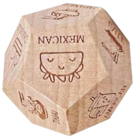 Lebensmittel Würfel - Holzwürfel Datum Nacht, Lebensmittel Würfel für Paare, Lustige Würfel auf 12 Gesichtern für Dating, Würfelspiele Entscheidungen Essen Weihnachten Geburtstag Valentinstag