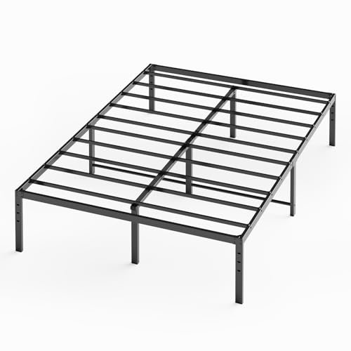 Xbro Bett 140 x 200 cm,Bettgestell 140 x 200 cm Höhe 37 cm mit Stauraum Unter dem Bett,Doppelbett 140 x 200 cm,Metallbett Metall Plattform Bettgestell,Leicht zu Montieren und Stabil,Schwarz