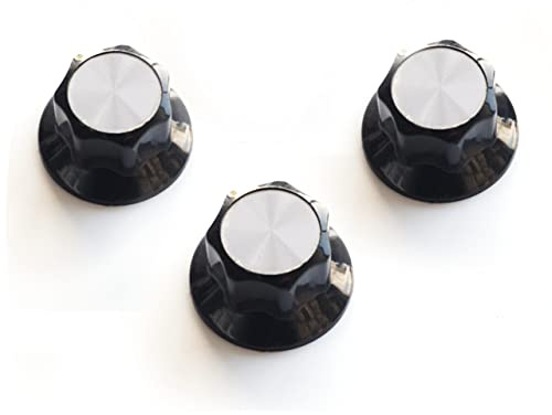 Guitar Anatomy - Rickenbacker Style Vintage Control Knobs for Guitars or Amps – Volume & Tone Knob Replacement – Set of 4 (3x Knob)