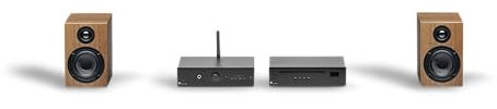 Pro-Ject Stereo Set E CD, All-in-one Hi-Fi Einsteiger Set mit Verstärker, CD Player und Lautsprecher, Inklusive Kabel (Schwarz/Walnuss)