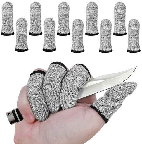 HJZHII 10 Stück Fingerschutz Schneiden,Daumenschutz Schnittfeste Fingerlinge,Wiederverwendbar Rutschfeste Fingerschützer Schnittfester Fingerhandschuh Atmungsaktiv für Arbeit Küche Garten Skulptur