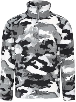 Mountain Warehouse Pursuit Printed Kids Hoodie - Microfleece, Anti-pill, Breathable Girls & Boys Sweatshirt - Best for Autumn Winter, Camping, Outdoors, Travelling Black Kids Size 5-6 Years