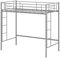 Multigot Metal Bunk Bed, 2 Ladders Single Loft Bed Frame with Safety Guardrail, Space-saving High Sleeper for Kids Teens Adults (Silver)
