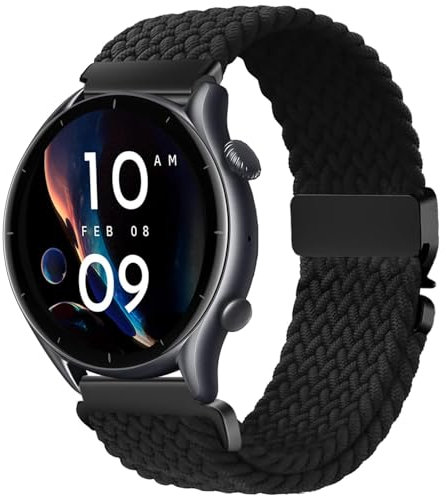 VELULYX Nylon Braided band Compatible with Amazfit GTR 47mm/2/2e/3/3 Pro/GTR 4/4 Pro/Stratos 3/2, 22MM Elastic Band for Xiaomi Watch S1/S1 Active/Xiaomi Mi/S3/Watch 2