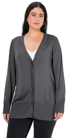 Ulla Popken Damen Strickjacke anthrazit Melange 42+