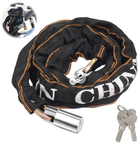 LEOINAER Candado para Bicicleta de Cadena de Alta Resistencia, candado para Scooter, Cerradura de Cadena con 19 eslabones, 107 cm, Acero endurecido, Resistente a robos, protección UV, Color Negro