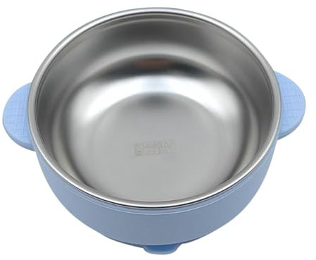 Ciotole Con Ventosa 2 in 1 in Acciaio Inox Con Manicotto in Silicone Rimovibile, Antiscivolo Per Bambini Senza BPA