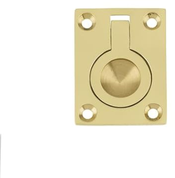 KOOPLES HARDWARE 38x50mm Flush Ring Pull – Recessed Ring Handle for Trapdoors, Cabinets & Hatch Access – Compact Brass or Stainless Steel Flush Fitting for Furniture & Joinery (Polished Brass)