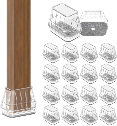 Lot de 24 protections rectangulaires pour pieds de chaise en bois dur, en caoutchouc épais, patins antidérapants pour protéger les sols en bois des rayures et réduire le bruit