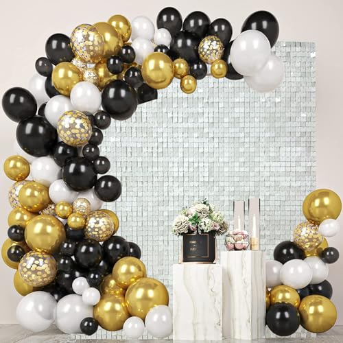 MSDADA 24 Stück Spiegelweiß Glitzer Pailletten Wandpaneel, 30 x 30 cm Reflektierend Fotowand Hintergrund für Fotobox, Disco Deko, Party Deko