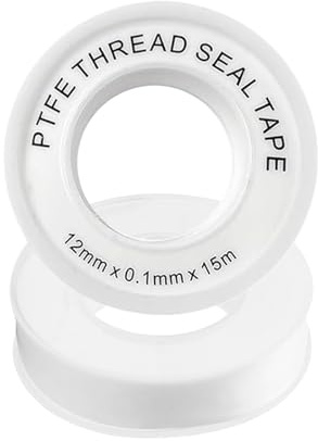 Shenlee 2 Pcs Plumbers Tape, PTFE Tape Pack, Teflon Plumbing Tape,PTFE Thread Seal Tape, Teflon Plumbing Tape For Prevent Leakage of Pipes, Shower Head and Sewers(12mm x 15m,White)