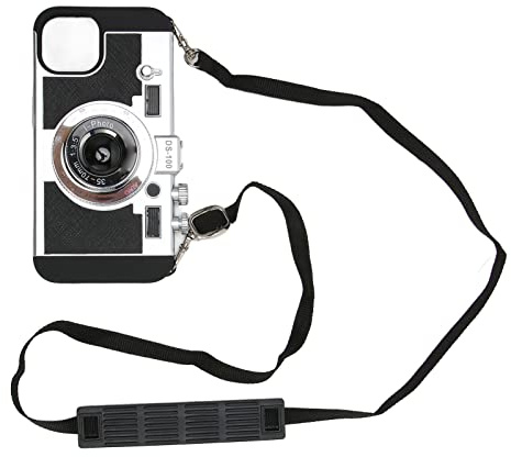 AKLOSIPY Cute 3D Vintage Camera Phone Case with Removable Neck Strap for 13 - Stylish and