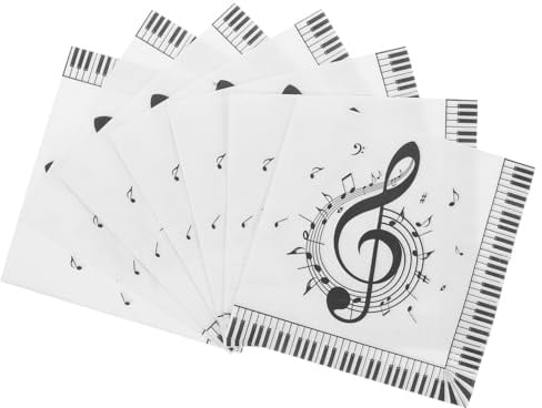 TOVINANNA 20 Stück Einweg Papierservietten mit Musiknotenmuster Partyservietten für Geburtstage und Feiern Robuste Haushaltstücher mit Festlichem Noten Design