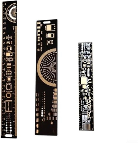 PCB Lineal Set, 3-teiliges 15/20/25cm Multifunktionsmesswerkzeuge, Engineering Lineale mit Komponenten-Referenztabellen