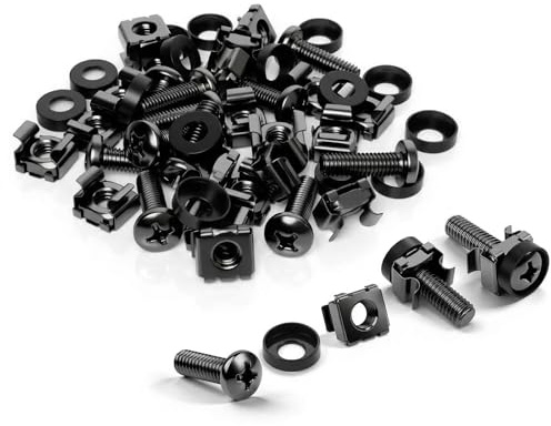XLTBOMS Écrous Cage M6 x 20 mm, Vis en Cage - 60 Count (Noir) | Vis et Écrous à Cages, En Acier, Vis Rack 19 Pouces, Ecrou Baie de Brassage, pour Armoires Réseau, Serveur 10 & 19 Pouces