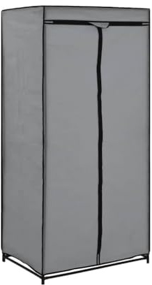 Hoopleep Kleiderschrank Grau 75x50x160 cm, Stoffschrank mit Reißverschluss, stabile Garderobe für Schlafzimmer, praktische Aufbewahrung aus Metall