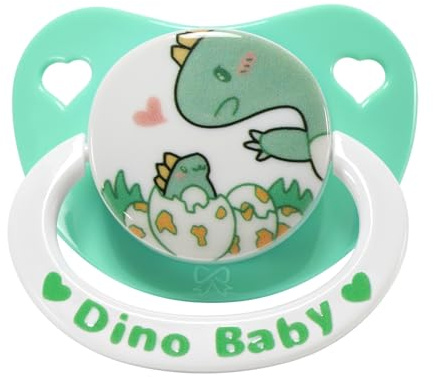 CutiePlusU Schnuller, BPA-frei, Silikon-Sauger – Für Stressabbau & Entspannung - Weiß Dinosaurier