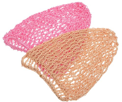 SECFOU 2 Stück Lange Elastische Haarnetze aus Stoff mit Netzdesign Gehäkelte Haarpflegehaube für Damen für Lockiges Haar und Lange Zöpfe im Sommer
