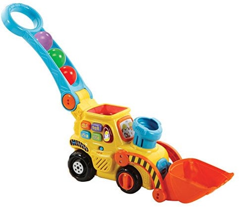 VTech- Excavadora bebé interactiva expulsa y recoge las bolas para aprender los de colores (3480-506022)