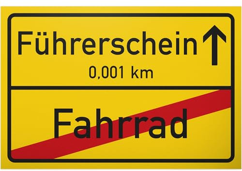 DankeDir! Führerschein (Fahrrad) Schild Ortsschild - Geschenk bestandenen Führerscheinprüfung Fahrprüfung - Führerscheinneulinge - Glückwunsch KFZ Auto Führerschein