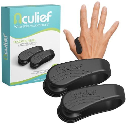 Aculief - Award Winning Natural Headache, Migraine, Tension Relief Wearable “ Supporting Acupressure Relaxation, Stress Alleviation, Soothing Muscle Pain(Black)