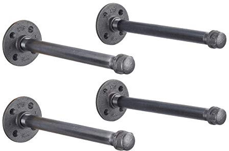 PIPE DÉCOR Industrielle Rohr-Regalhalterungen, 4er-Pack, authentische Rohrleitungsbeschläge und -stücke, Wandmontage, schwebende Regale, rustikales Halterungs-Set für Vintage-Regaldekor (30.5 cm)