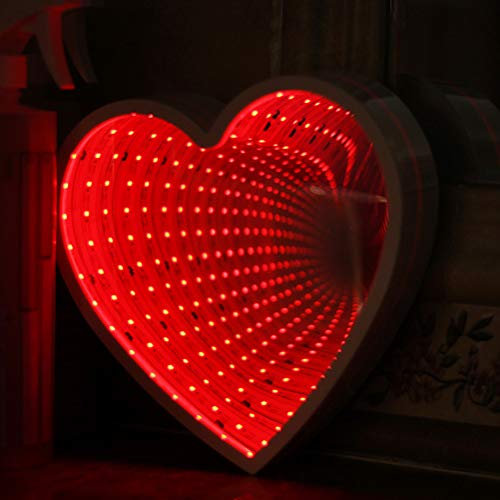 LEDMOMO Tunnel Licht 3D Unendlichkeits-Spiegellicht Niedlich Herz Wanddekoration Lichter für Weihnachten Party Zimmer Hochzeit Dekor
