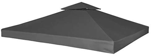 Wakects Dachüberdachung Topcover PVC Beschichtung Terrassenüberdachung Zelt Top mit 8 Ösen für Familie 310g/m² Dunkelgrau 3x3m