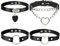 Comius Sharp Halsband Damen, 4 Stücke PU Leder Gotik Punk Rock Lederhalsband Halskette Set, Schwarz Einstellbar Kragen Halsband mit Spike Nieten Kreis