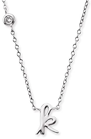 Engelsrufer Damen Halskette aus Sterling Silber mit Anhänger Buchstabe K - besetzt mit einem Zirkonia Stein - in zwei Längen verstellbar - Länge: 44cm