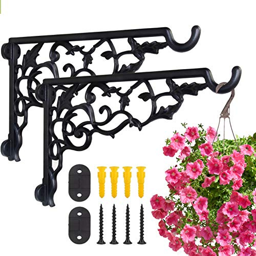 Fashion&Cool Heavy Duty Hanging Plant Brackets, 2 Pcs 13 Hand Forged Wall Mount Bracket Durable Rust-Resistant Hummingbird Plant Hanger Hook for Hanging Plants Bird Feeder Lantern Wind Chimes