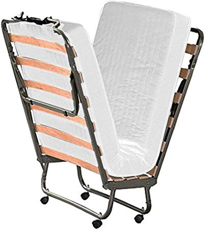 Cortassa - Cama Plegable con colchón de Espuma viscoelástica Memory Foam de 10 cm - Somier Individual con Listones de Madera de 80 x 200 cm - Cama Ahorra Espacio con Ruedas