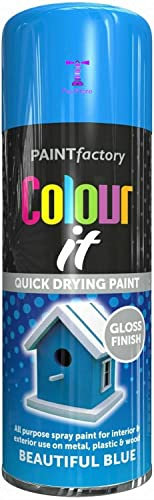 2x Spray Paint Aerosol Primer Matt Gloss Metallic Chalk Glitter Wood Metal Plastic (Beautiful Blue)