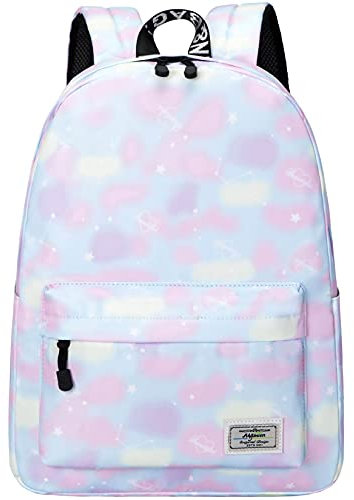 Lohol Leichter Schulrucksack für Mädchen, Kinder-Schulranzen-Rucksack mit Galaxie Aufdruck (Rosa)