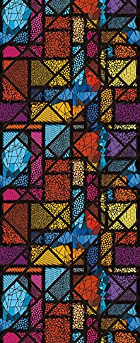 A.Monamour Adesivo Porta Autoadesiva Motivo A Mosaico di Rettangoli di Diverse Trame di Piastrelle Vinile PVC Adesivi per Porte Interne 3D Pellicola Adesiva Poster Sticker Murale Parete