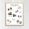Woodland Animal Tracks Poster Leinwand Kunstdrucke, Animal Tracking Footprints Leinwand Malerei Wandbild Natur Dekor19,6 x 27,5 (50x70cm) Kein Rahmen