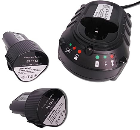 FengWings® 2 X BL1013 10.8V 1.5Ah Ersatz für Makita 10.8V Akku Mit Ladegerät DC10WA, Kompatibel mit Makita DF030D DF330D TD090D