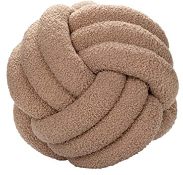 RENXR Knotenkissen, rund, 27,9 cm, Lammwolle, Knoten, Ballkissen, Heimdekoration, Kissen, handgefertigt, geknotet, für Couch, Bett, Auto, Büro… (Khaki)